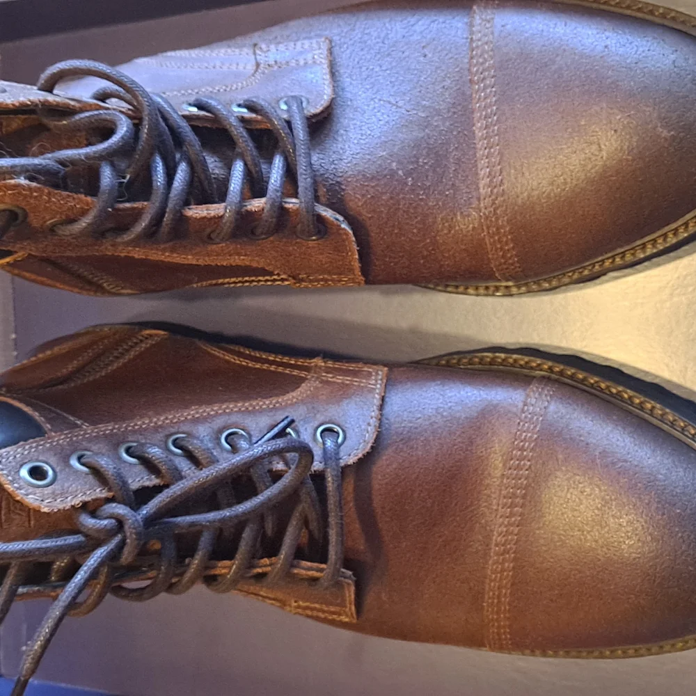 Men's 8.5 Marsen Cap Toe Leather Lace-Up Hiker Boots Mahogany‎ Flag Ltd